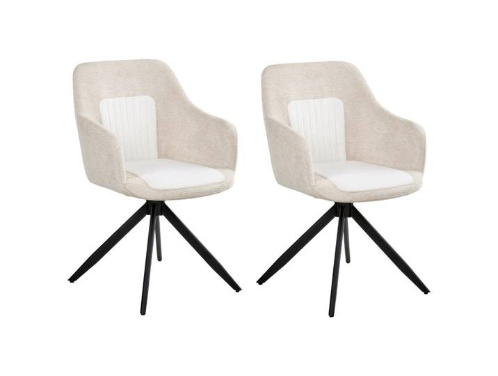 ESSZIMMERSTUHL 2er Set drehbar Stoff Hellbeige Likely