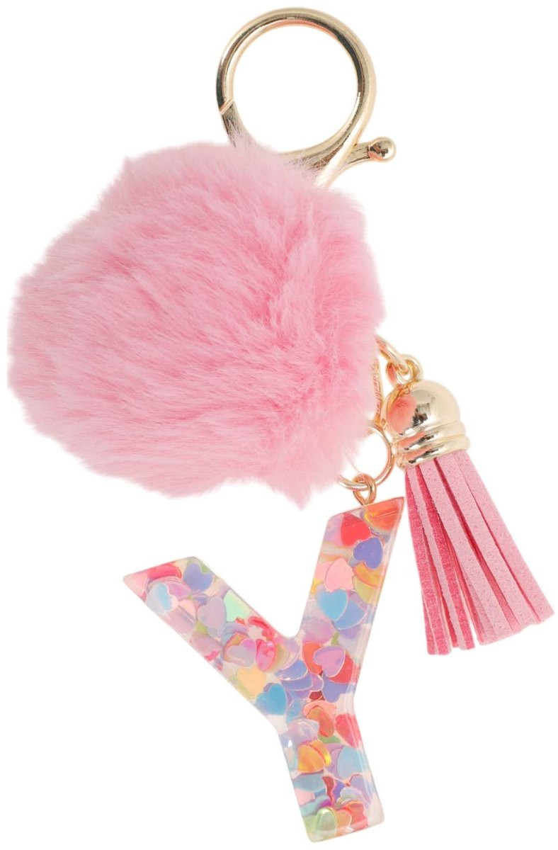 Dailygoods Sleutelhanger met beginletter Kwastje - 11 cm lang