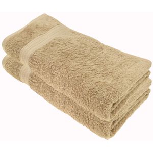 Julie-Julsen Handtuch Bio, sand, 100 x 150 cm, Badetuch mit Bordüre, 100% Bio-Baumwolle, 550 g/m², 2 Stück
