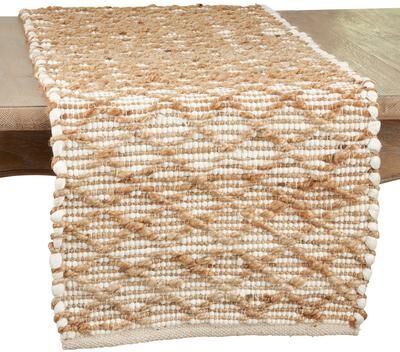 Saro Lifestyle "Chindi Table Runner With Diamond Design - 16""x72"""
