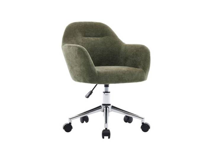 Chaise de bureau enfant à roulettes ajustable tissu chenille kaki - Stan Kid