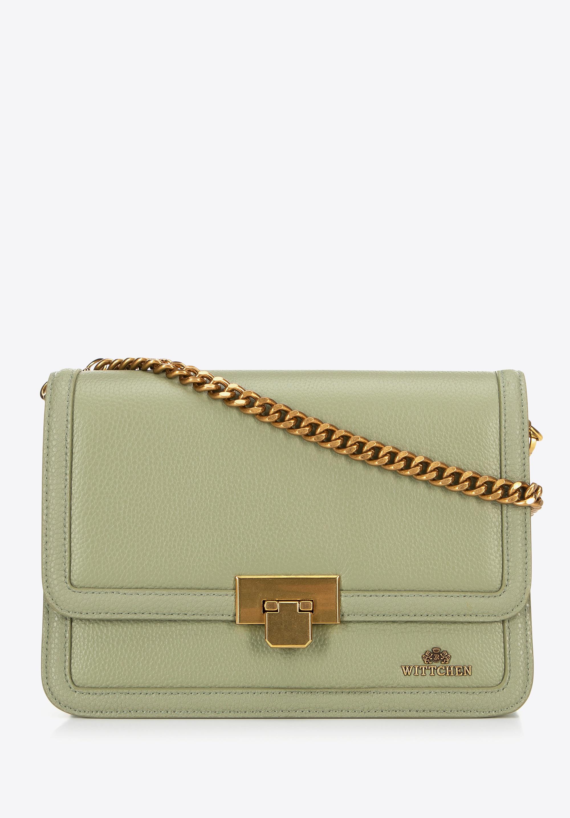 Wittchen Dames Leren Crossbody Tas met Ketting, Pistache, Natuurlijk Leer
