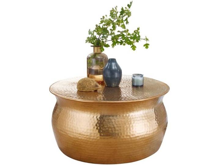 FineBuy Table Basse Ronde 60x60x30 5 cm Métal Dorée Table de Salon