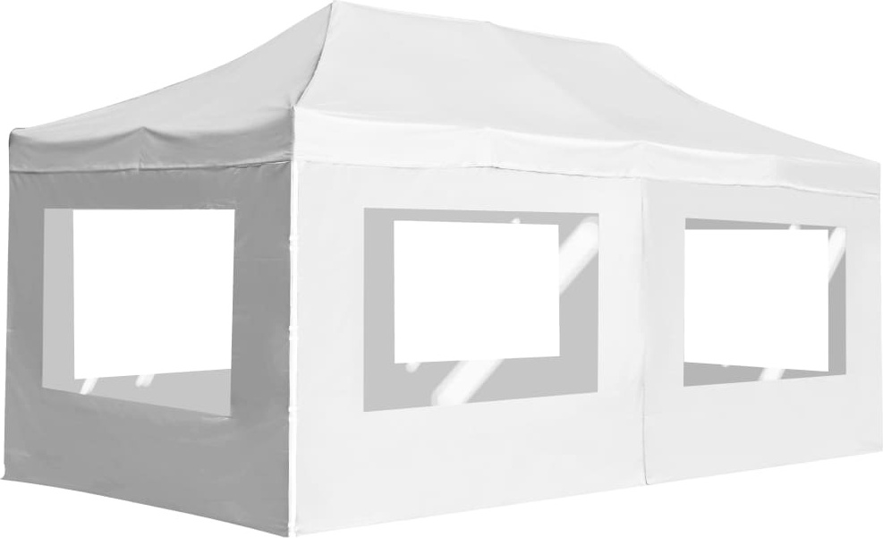 Profi-Partyzelt Faltbar mit Wänden Aluminium 6×3m Weiß