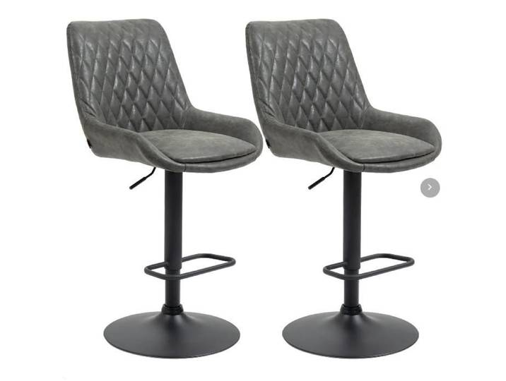 tabouret de bar 2 pièces réglable en hauteur avec dossier tabouret de cuisine en cuir synthétique gris foncé pour bar et cuisine