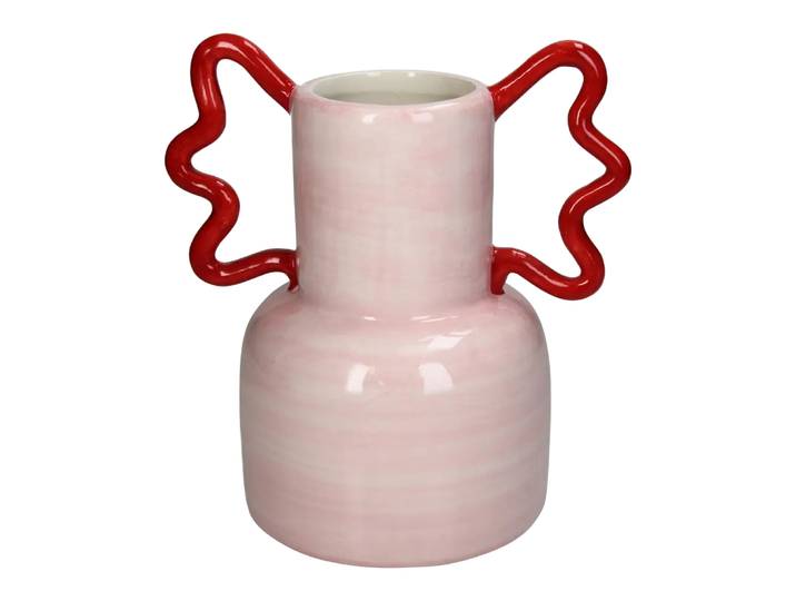 Vase Frills, Hd Collection, rosa/rot, Keramik