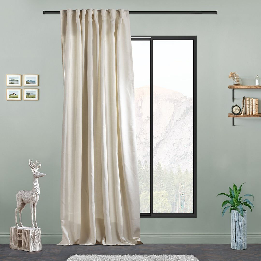 Lilijan Home & Curtain Extra Long & Extra Wide Faux Linen Decorative Curtain Single Panel Cream 280cm Width x 175cm Drop