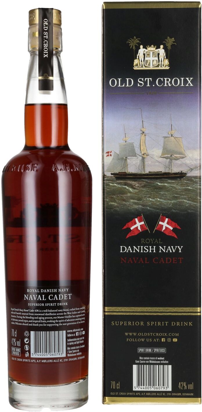 Old St. Croix A.H. Riise Royal DANISH NAVY NAVAL CADET Superior Spirit Drink 42% Vol. 0,7l in Geschenkbox