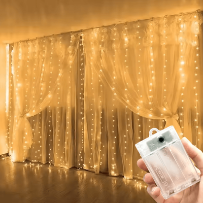 Inspire Curations Battery Powered Ramadan Curtain Lights warm 6mx3m 600led