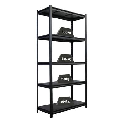 Proregal Schwerlastregal Thorin | HxBxT 180x90x40cm | 5 Stahlplatten-Ebenen | Fachlast 350 kg | Schwarz