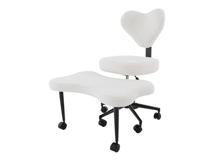 ARBGO Meditationsstuhl, Schneidersitz Stuhl mit Rollen(Weiß) Meditationsstuhl für mehrere Sitzpositionen, mit Lendenwirbelstütze, Höhenverstellbar & 360° drehbar, für mehrere Sitzpositio
