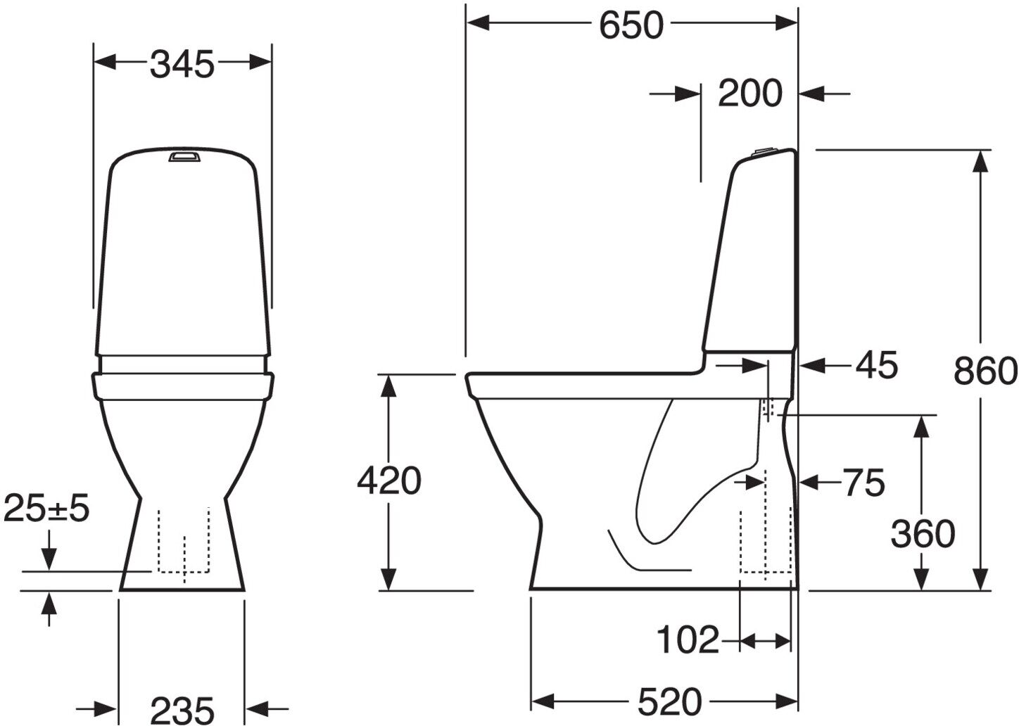 Gustavsberg Toalettstol Nautic 1500 Hygienic Flush, S-lås, 4l, mjuk sits, skruv