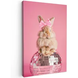 LEINWANDBILD Schleife - Discoball - Kaninchen Deko XXL 80x120 cm
