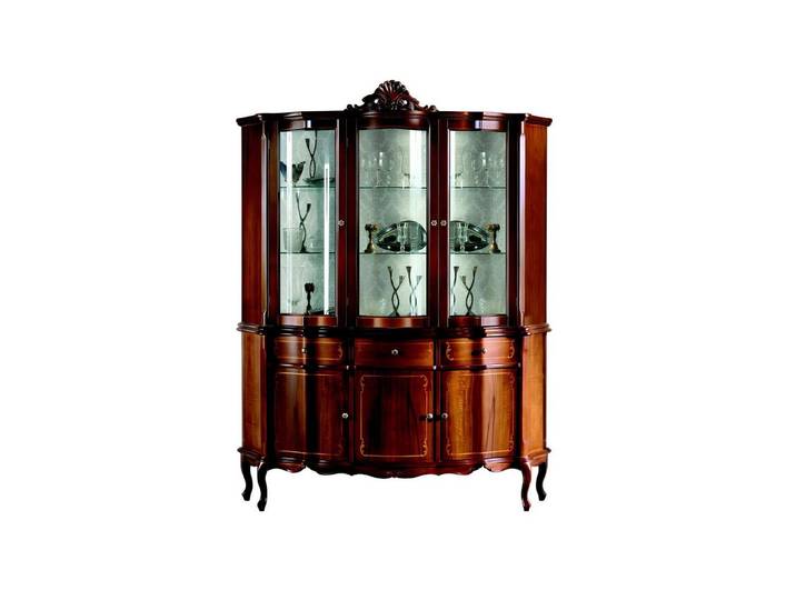 Xlmoebel Vitrine Brauner Holzschrank mit eleganten Verzierungen aus Italien (1-St., Vitrine-6114) Hergestellt in Europa