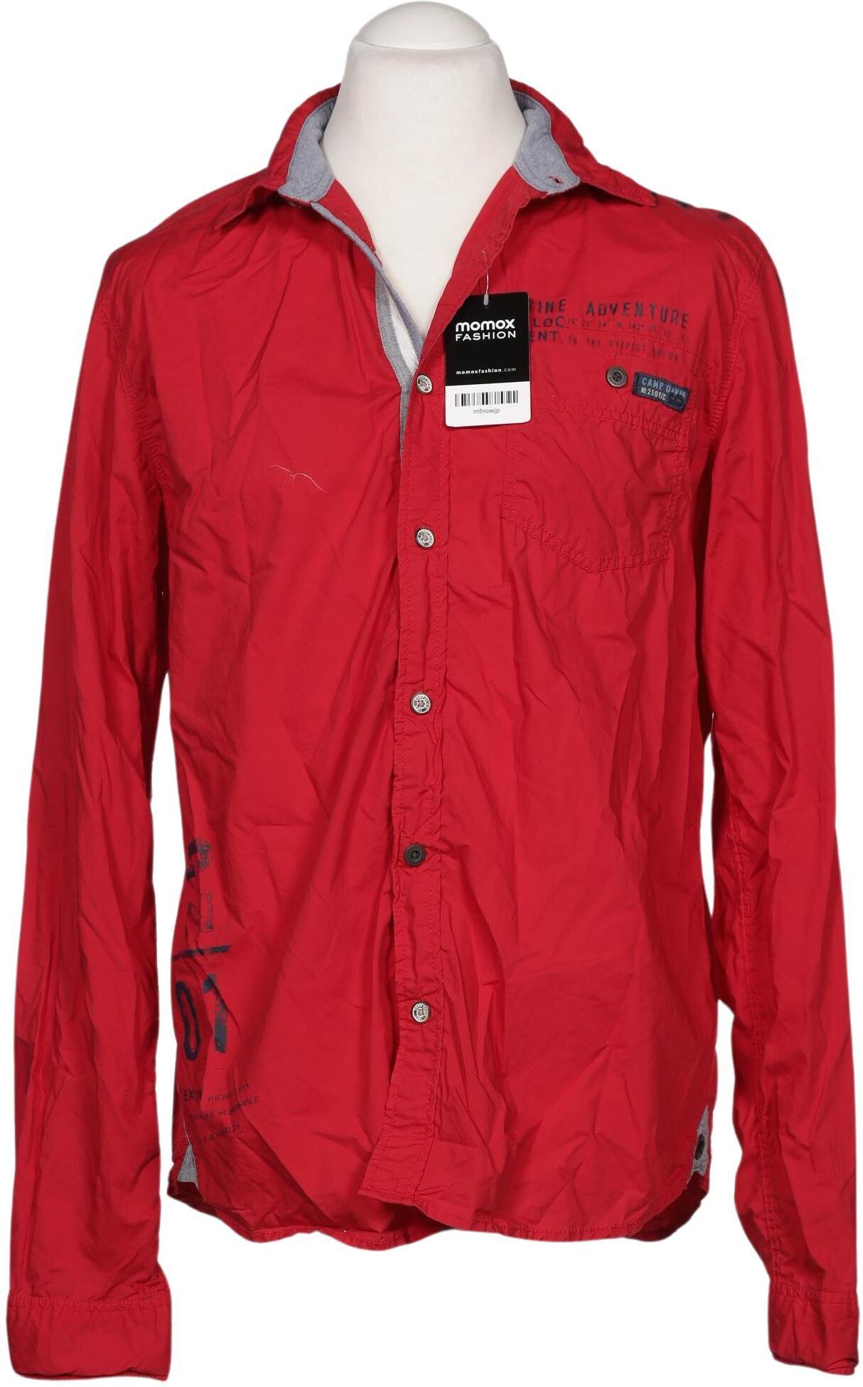 Camp David Herren Hemd, Rot, Gr. L, Baumwolle - Second Hand