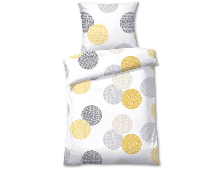 Bettwäsche DYCKHOFF Kaja , gelb (senf), B/L: 155cm x 220cm, 1 Stk., 1 Stk., Frottee, B/L: 80cm x 80cm, 2 Stk., Frottee, Obermaterial: 75% Baumwolle, 25% Polyester, Bettwäsche, Bettwäsche