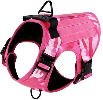 Uplift Essentials Military Pink Camouflage Dog Harness With Adjustable Leash harness xl