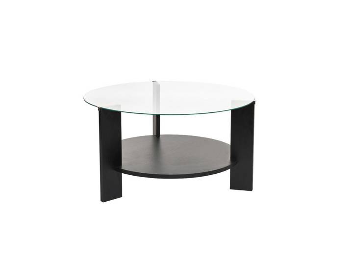 Calicosy Couchtisch mit 2 Platten, davon eine aus gehärtetem Glas 75/75/40 cm, Eichefarben, Schwarz, Holzwerkstoff, 75x40x75 cm, Wohnzimmer, Wohnzimmertische, Couchtische