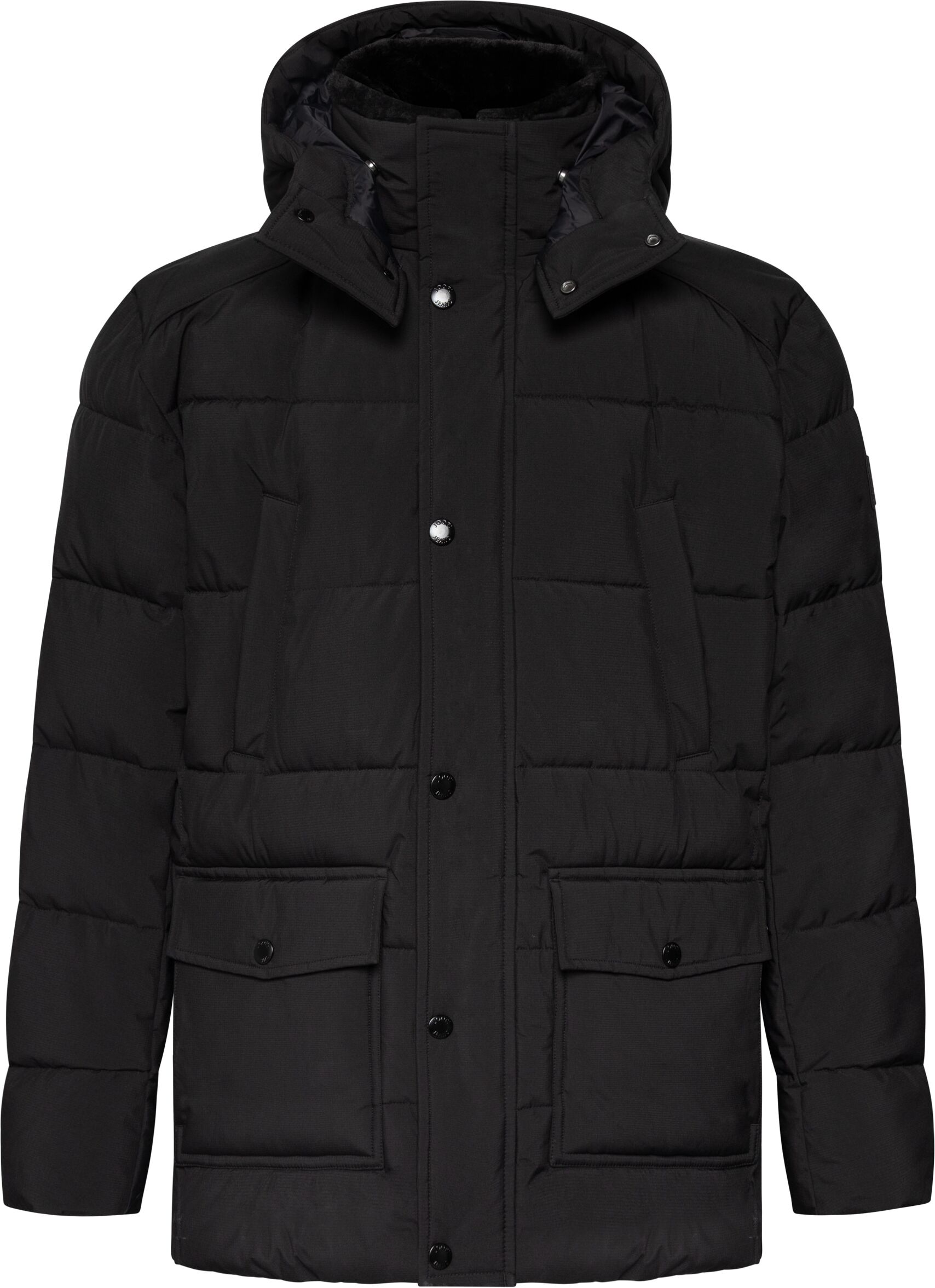 Parka JOOP JEANS "Harlow", Herren, Gr. 46, schwarz, Web, Obermaterial: 100% Polyester, unifarben, regular fit hüftbedeckend, Windstopperbündchen, Jacken Parka schwarz 46