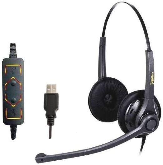 FreeMate DH037B USB Casque Duo USB-A pour les professionnels de la communication - certifié pour Microsoft.