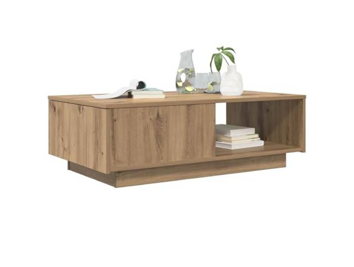 KTHLBRH Couchtisch Eiche Handwerk 95 x 55 x 31 cm Technisches Holz, 1 Schublade, 1 Einlegeboden, pflegeleicht, für Wohnzimmer