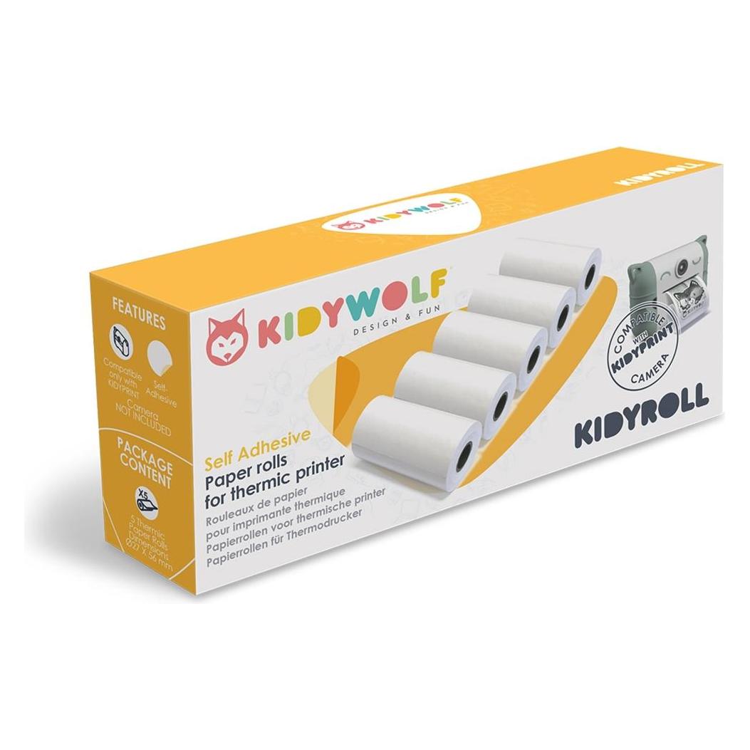 Kidywolf Thermopapier selbstklebend zu Sofortbildkamera (5 Rollen) (418135)