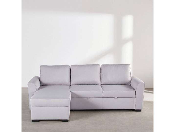 Graues 3/4-Sitzer-Ecksofa, ausziehbar