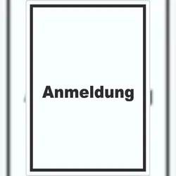 HB-Druck Anmeldung Aufkleber mit Text Aufnahme hochkant A4 (210x297mm)