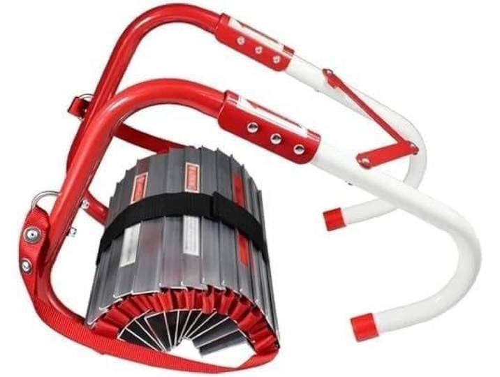 Faltbare Rettungsleiter,Feuerwehrleiter FüR Den Heimgebrauch Rostfrei Non-Slip Aluminium Rungs, Lightweight Max.450 Kg,Verstellbarer Haken,FüR Familie, Schulen Und BüRos