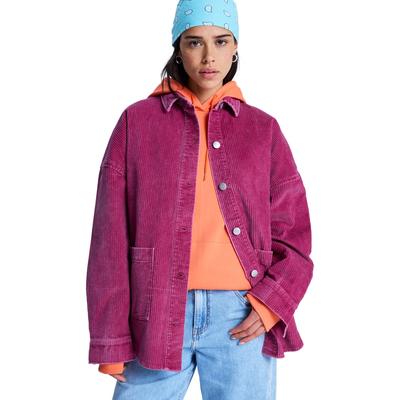 Hemdjacke ROXY "Kick Back Washed Cord", Damen, Gr. S, pink (rhododendron), Obermaterial: 100% Baumwolle., Jacken