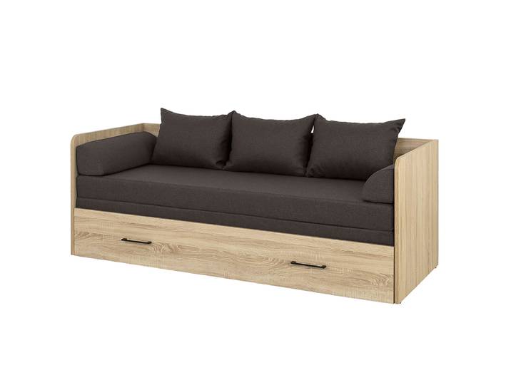 Bettsofa - Webstoff 150 x 200cm Webstoff Holz/Eiche Sonoma Dekor Eiche
