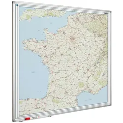 PROREGAL Magnetisches Whiteboard Straßenkarte Frankreich | HxBxT 120x120cm | mit Befestigungsmaterial & Stiftablage | Sublimationsstahl