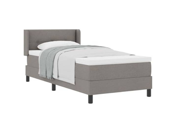 KTHLBRH Boxspringbett mit Kopfteil taupe 190 x 90 cm Stoff Taschenfedern, mittelgroß, Kiefernholz, Kopfteil verstellbar, 2 Stufen, Tragkraft 140 kg, Matratze 90 x 190 cm
