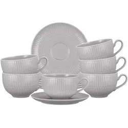 MILCHKAFFEETASSEN MIT UNTERTASSEN Amina Silbergrau 350 ml 6er Set