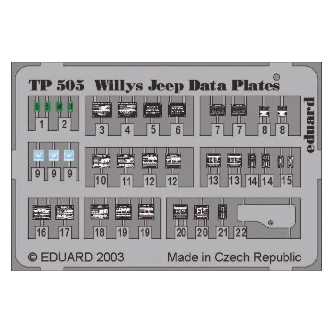 Eduard Willys Jeep Data plates (TP505)