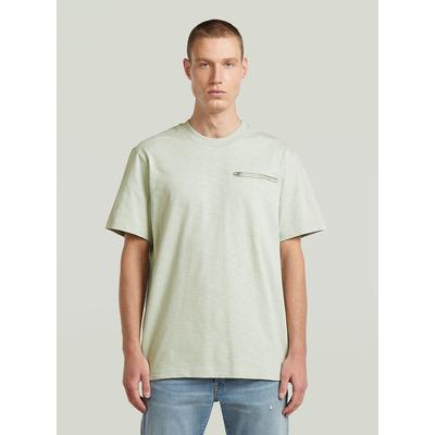 T-Shirt G-STAR "Distressed Zip Pocket T-Shirt", Herren, Gr. M, pale grün, Obermaterial: 100% Baumwolle, Shirts T-Shirt