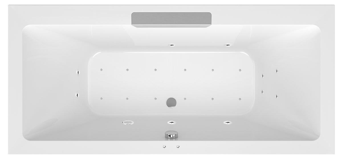Polysan CASCATA Whirlpool-Badewanne, 185x85x45cm, Kaskade Edelstahl, Active Hydro-Air, Chrom