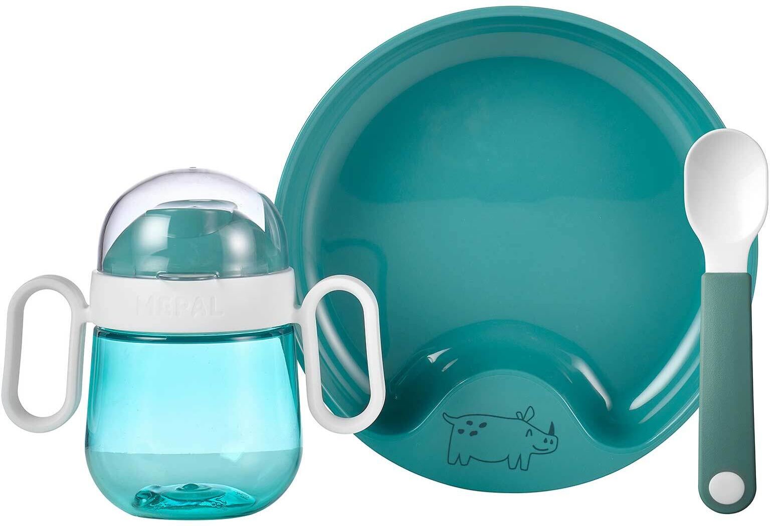 Kindergeschirr-Set MEPAL "Babygeschirr Mio 3er Set", blau (deep turquoise), Kunststoff, Geschirr-Sets, Kindergeschirr-Set