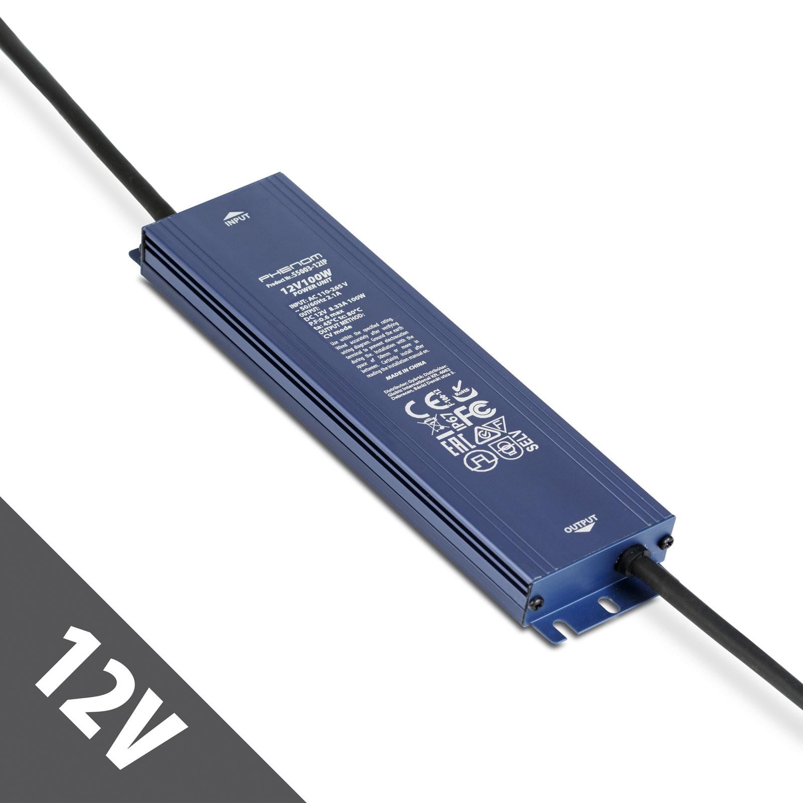 HomeShopXL LED-voeding 12V 100W IP67 waterdicht transformator 8,3A voor LED-strips en tuinverlichting 55003-12IP