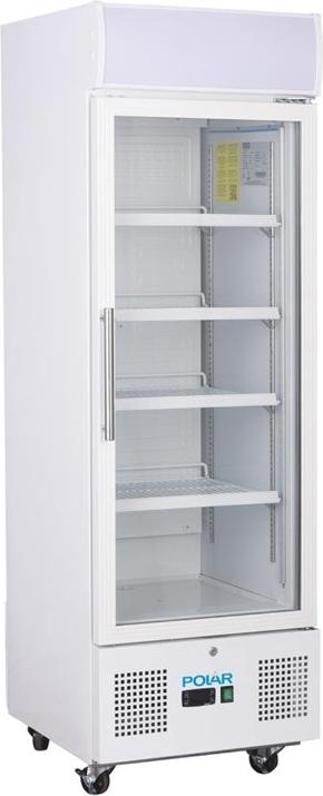Polar Getränkekühlschrank mit 218 Liter - Umluftkühlung, abschließbar, weiß