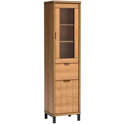 VITRINE Fun mit 1 Schublade und 2 Türen, Karamell-Eiche, mit Beinen