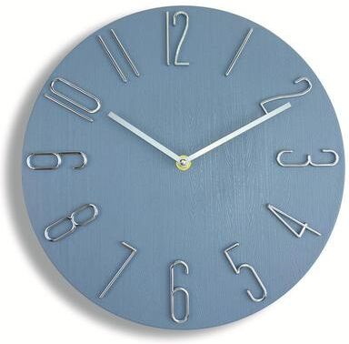 Inspired Deals Silent Frameless Wall Clock 12 Inch Minimalist Modern Quartz Clock Blue Gray