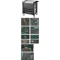 STAHLWILLE QR-Wkz.-Sortiment m.Werkstattwagen 98/250QR Schubl.7 anthrazit, RAL 7...