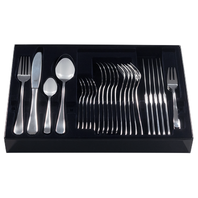 Besteck-Set KING "»VIERAILLA«", silber (edelstahlfarben), 31 Stk., Edelstahl 18/0, Essbesteck-Sets, inkl. Etui
