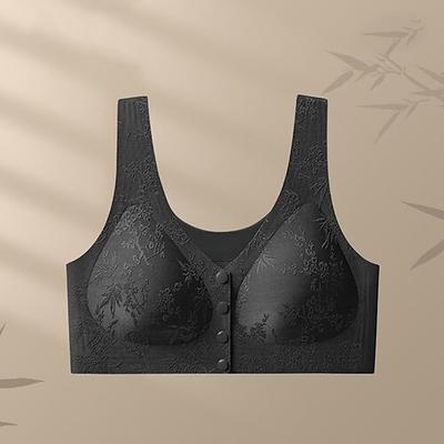 Damen BH mit Frontverschluss Unterwäsche Komfort Volle Freiheit Bürgellos Einfarbig Sport Sportkleidung Dunkelviolett Schwarz Fitnessstudio Pilates Zumba