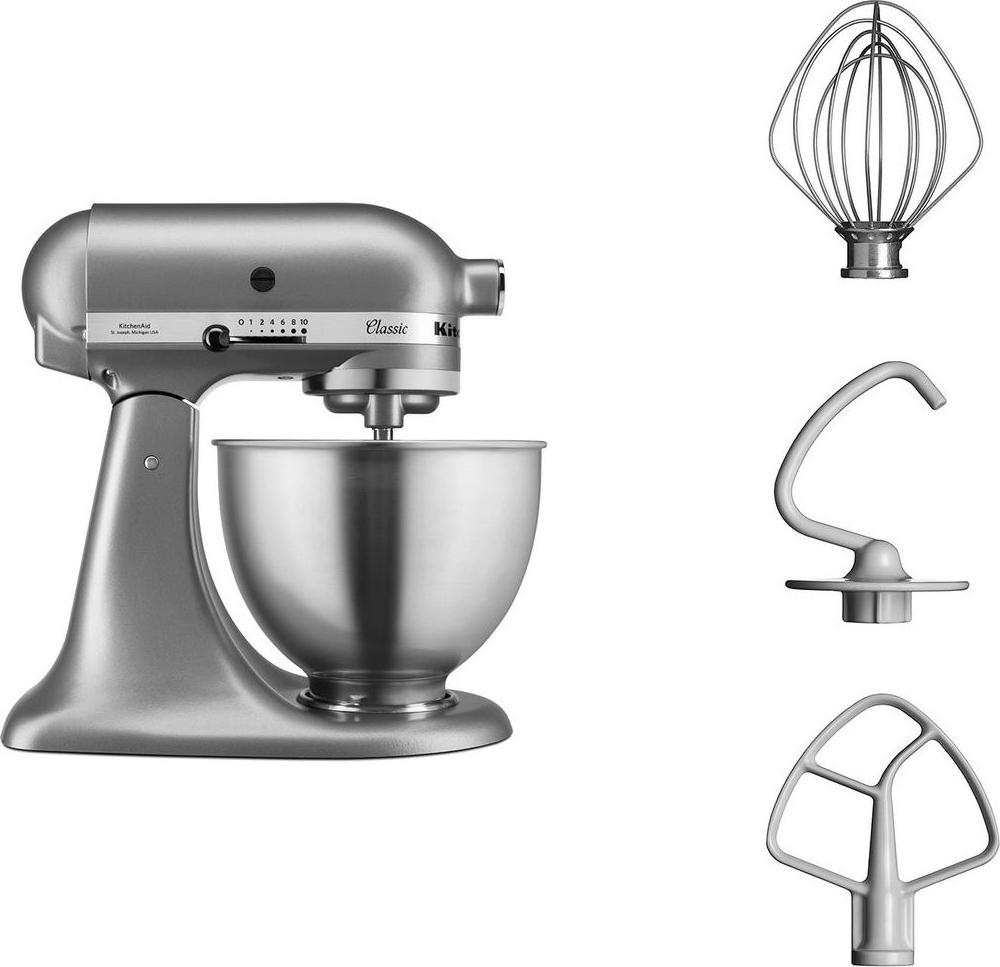 KitchenAid 5K45SSESL, Standmixer, Silber, Edelstahl, Schlagen, Kneten, Mixen, Rührer, 1,15 m, 4,3 l, 220 RPM