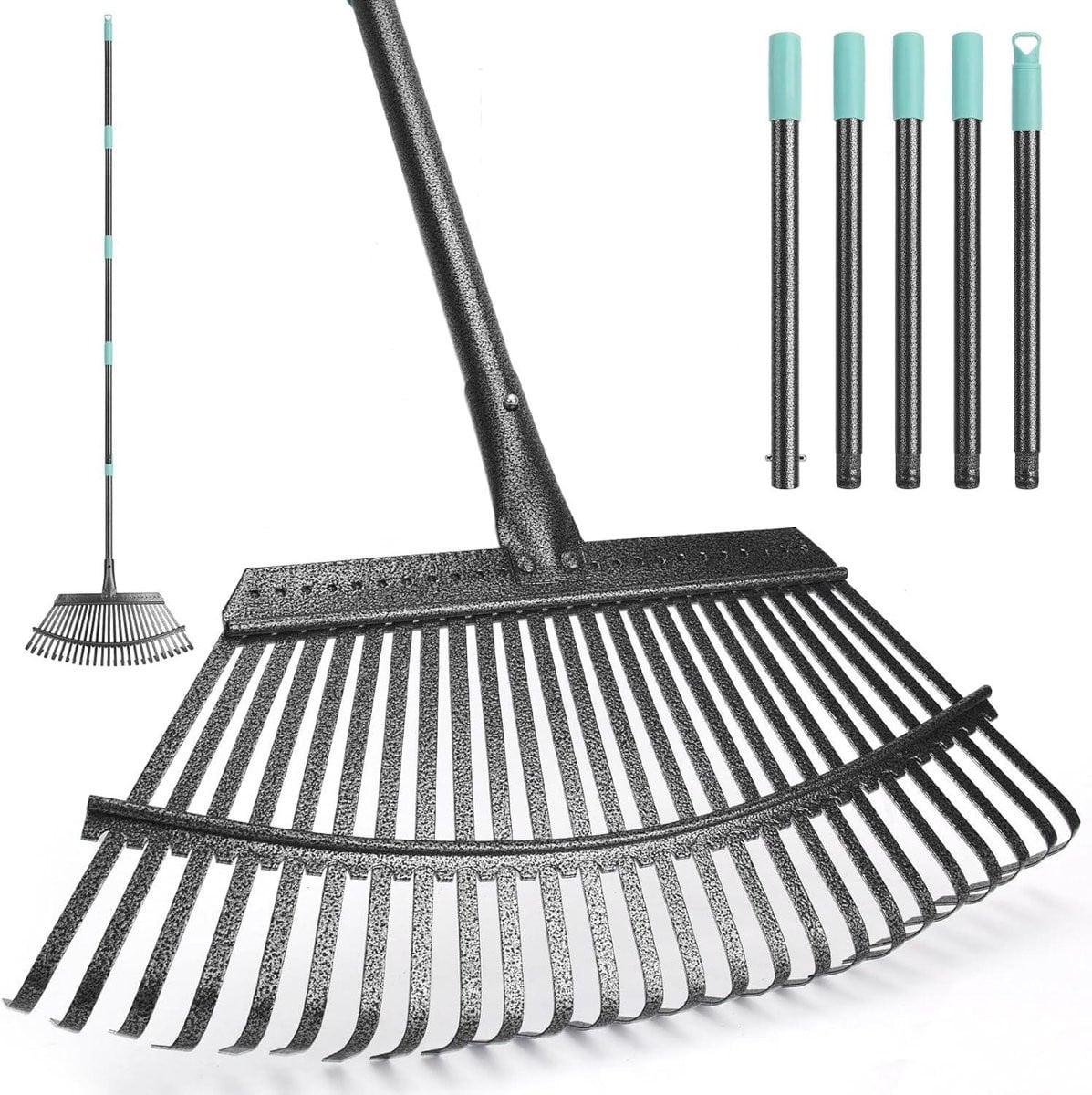 Heavy Duty Bladrak met 25 metalen tanden en verstelbare steel, Breedte: 47 cm