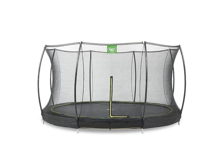 EXIT Toys Silhouette Bodentrampolin - ø366cm - Rundes Inground Gartentrampolin Outdoor für Kinder - Mit Sicherheitsnetz und Fußschutzsystem - Sicherer Einstieg - Gute Sprungkraft - Schwarz