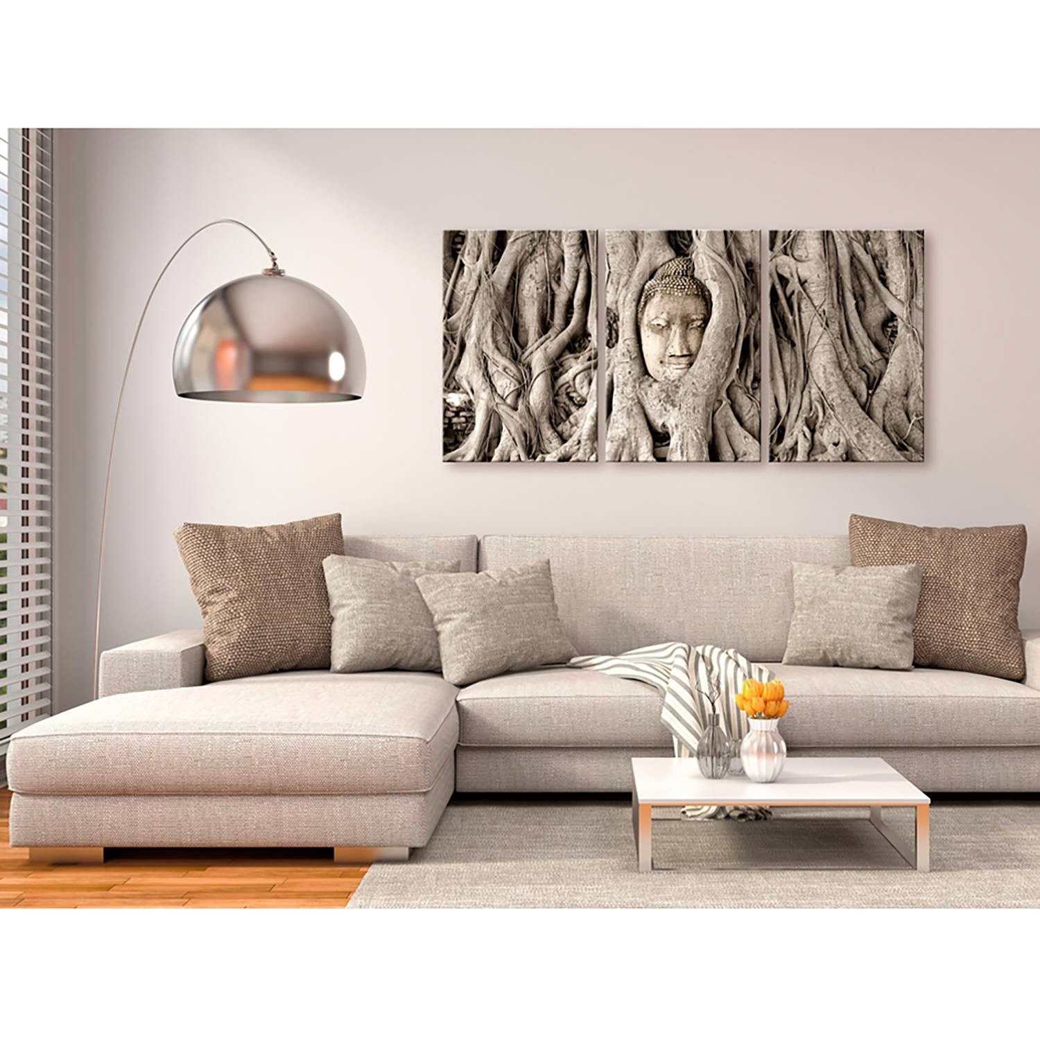 home24 Meditations Tree wanddecoratie, bruin, 120 x 60 cm