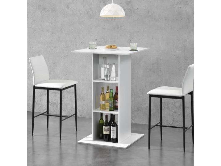 Table de Bar - EN.CASA - Visby - 3 étagères - Blanc